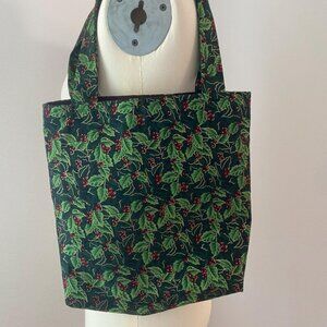 Holly Print Tote Bag